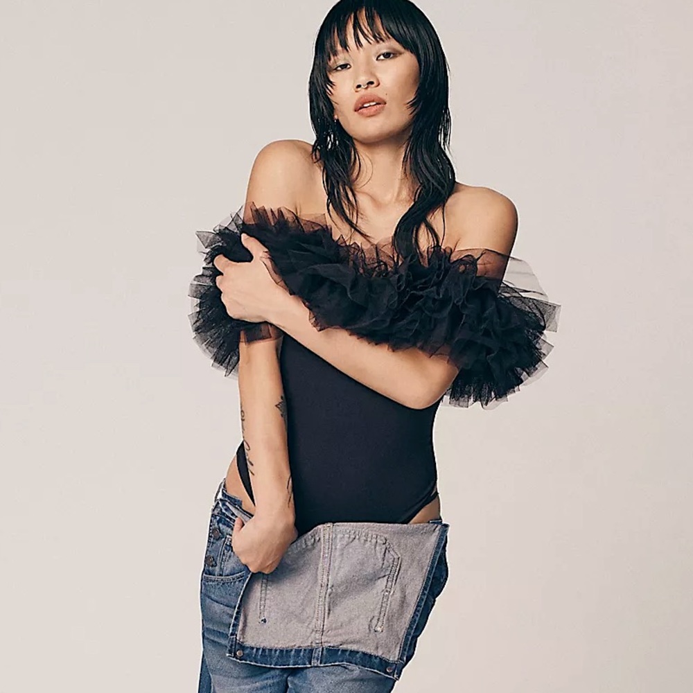 NEW Free People Big Love Bodysuit In Black - Picture 4 of 14